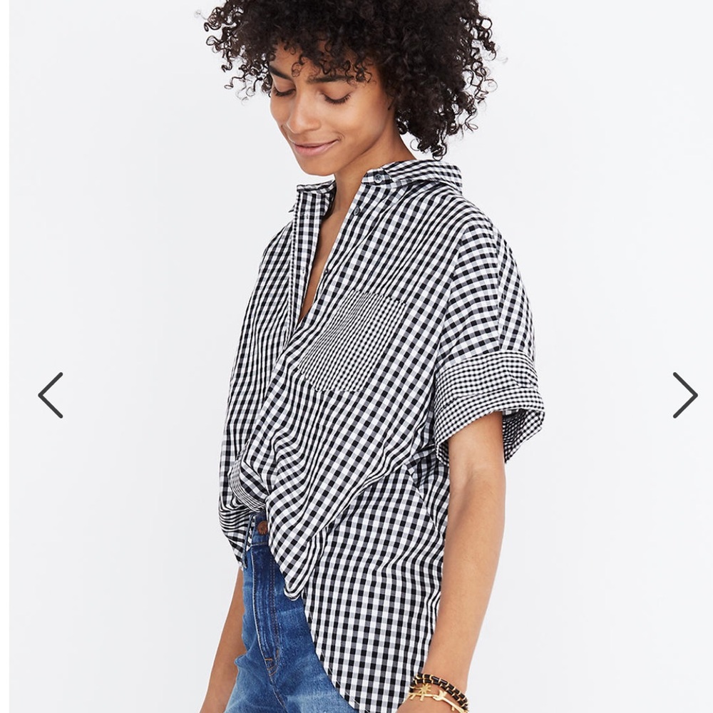 Madewell Black and White Gingham Button Down Shirt